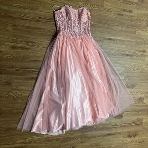 Pink strapless prom dress